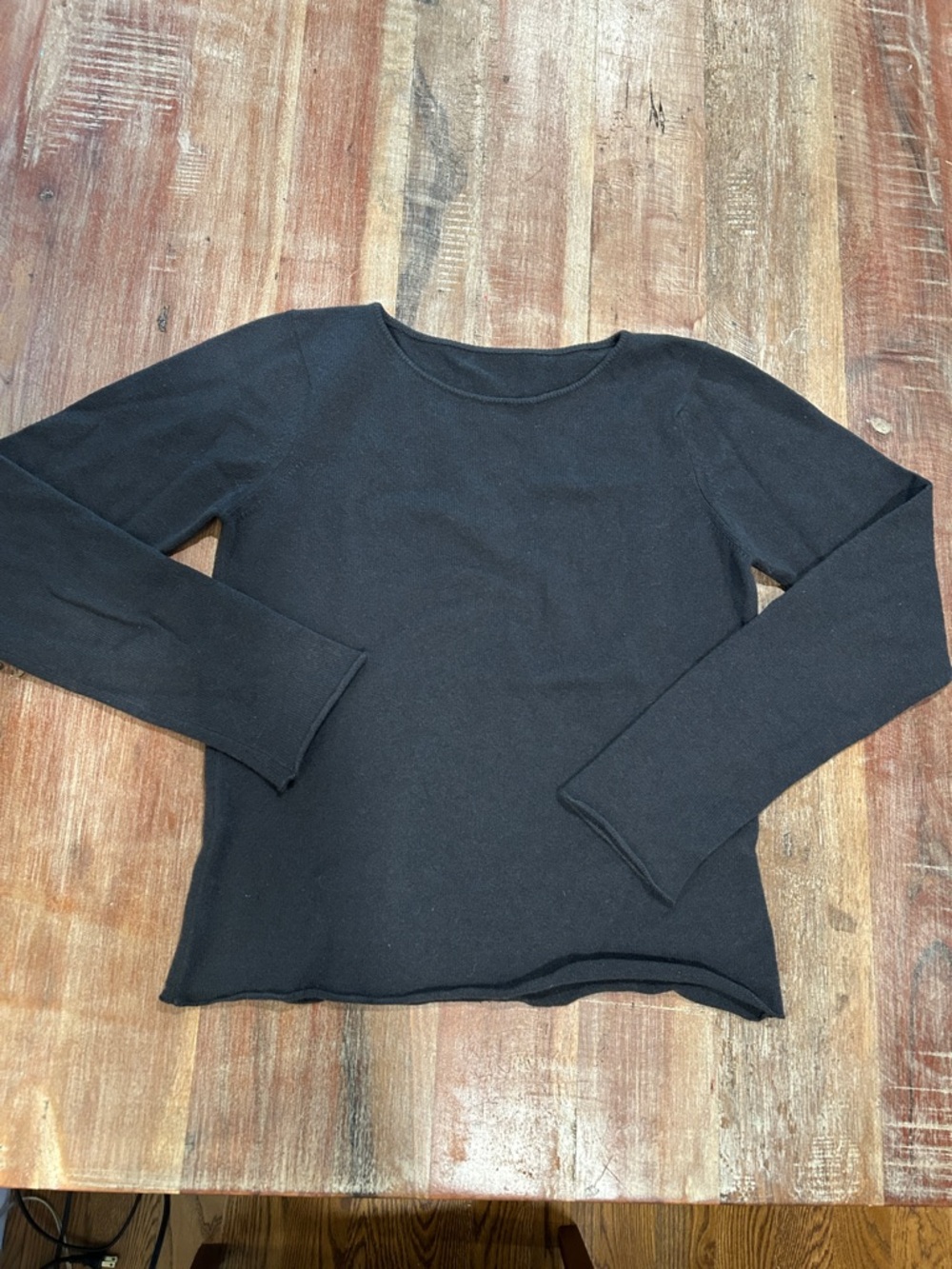 Lucien-Pellat-Finet VTG Y2K Cobalt Cashmere  Crewneck with Raw Hems